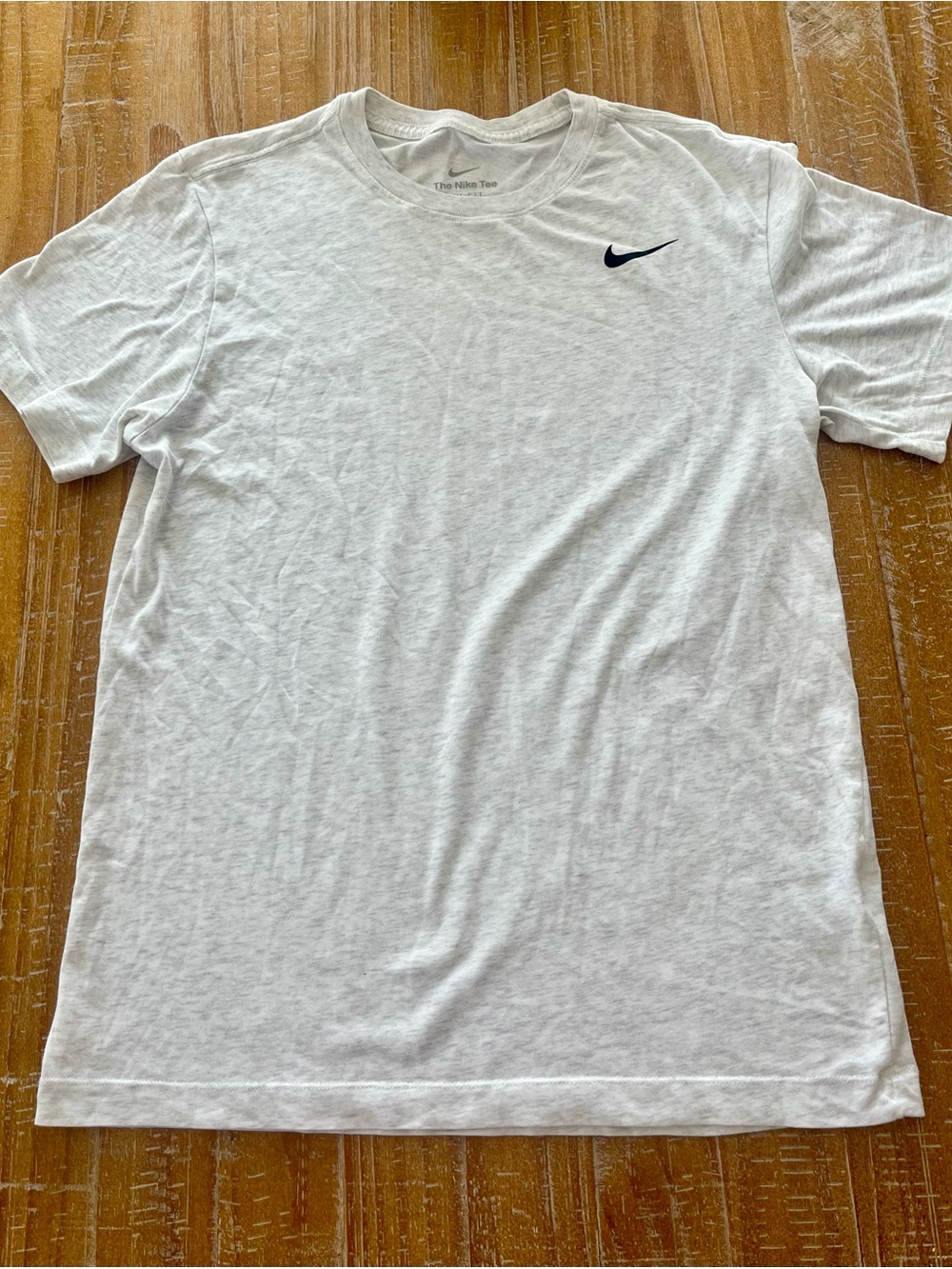 Nike Men's Grey Crewneck Short-Sleeve Tee with Black Swoosh